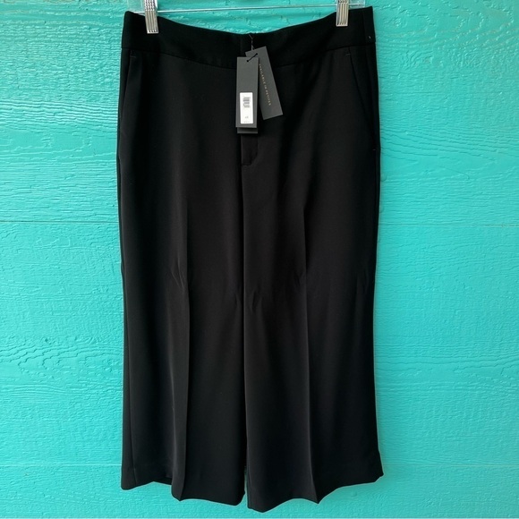 BANANA REPUBLIC CROP WIDE LEG STRETCH TROUSERS SIZE 6 NWT BLACK - Picture 2 of 7